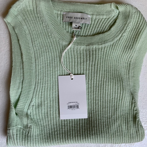 Free Assembly Women's Ribbed Cotton Sweater Tank Top Size Medium in Pastel Green - Picture 7 of 8
